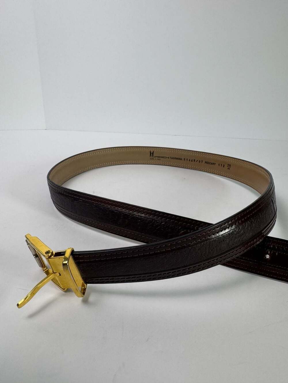 Moreschi Taormina Peccary Leather Belt, Made in Italy, Size 44/115